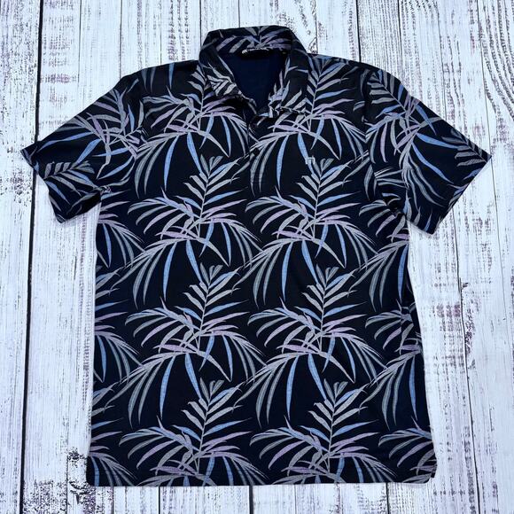 TravisMathew Palm Print Golf Polo Men’s XL Black Pima Cotton Blend - Picture 1 of 5